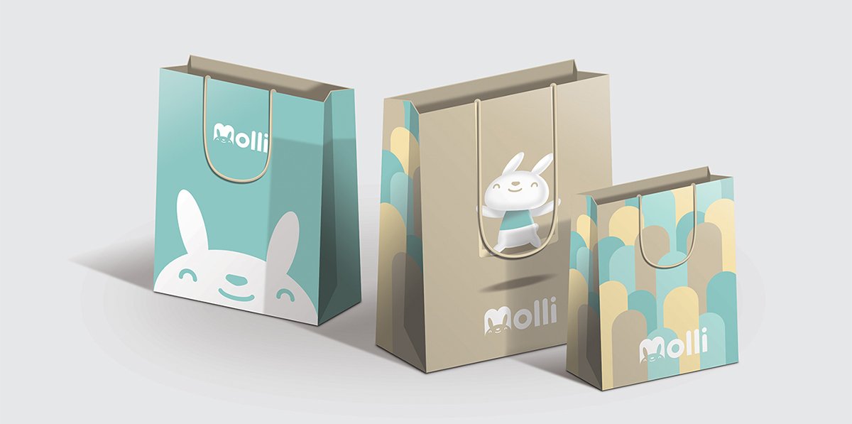 深圳品牌設計  深圳品牌策劃  Molli兒童服裝店品牌形象設計  手提袋設計